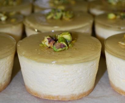 individual lime & pistachio cheesecake