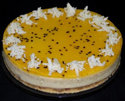 passion fruit & white chocolate cheesecake